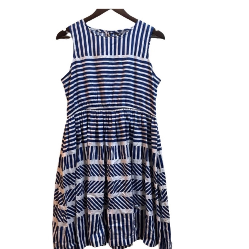 Lands' End Women's Plus Striped Dress Blue & White 16+